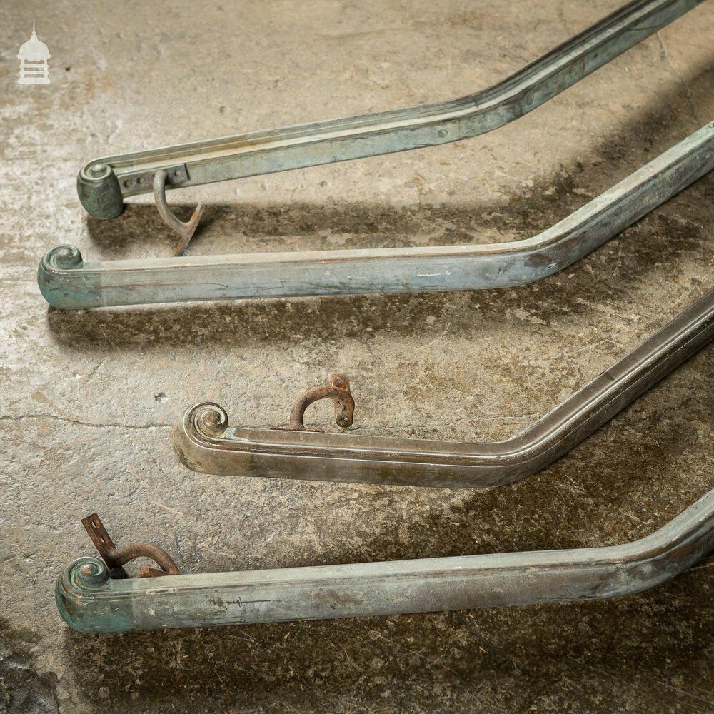 A Rare Set Of 4 19th C Brass Banister Hand Rails photo for sale