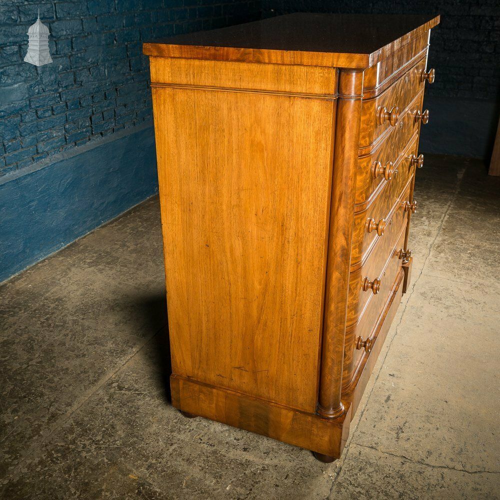 Impressive 19th C Bow Fronted Flanked Column Mahogany Chest Of Drawers photo 3540.0