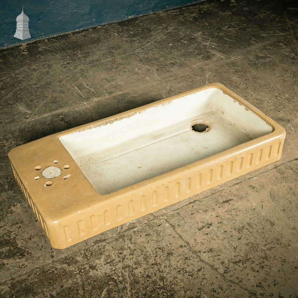 Trough Sink, Fluted Cane And White Worn Glaze, 19th C photo for sale