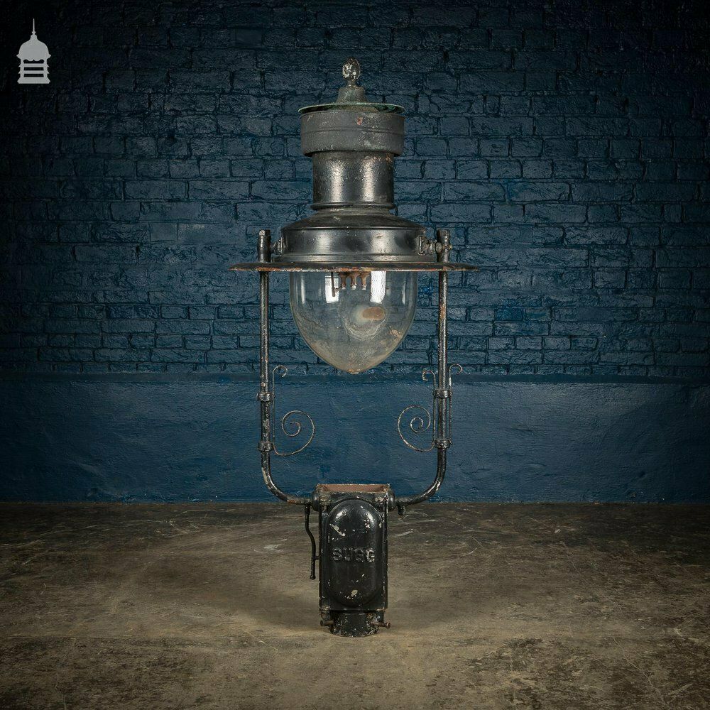 19th C Black Painted Copper Top Lampost Light Fitting photo for sale
