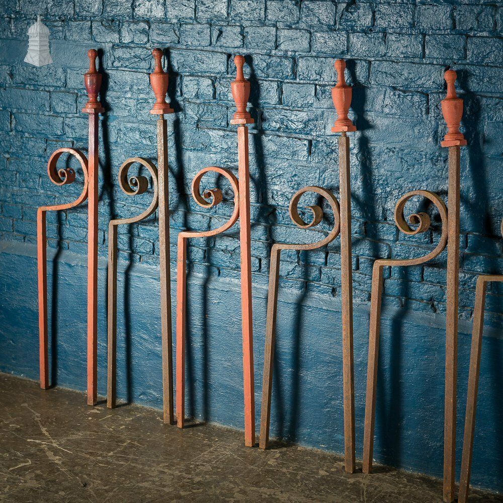 Batch Of 11 Wrought Iron Railing Support Elements