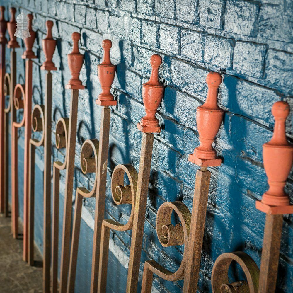 Batch Of 11 Wrought Iron Railing Support Elements photo for sale