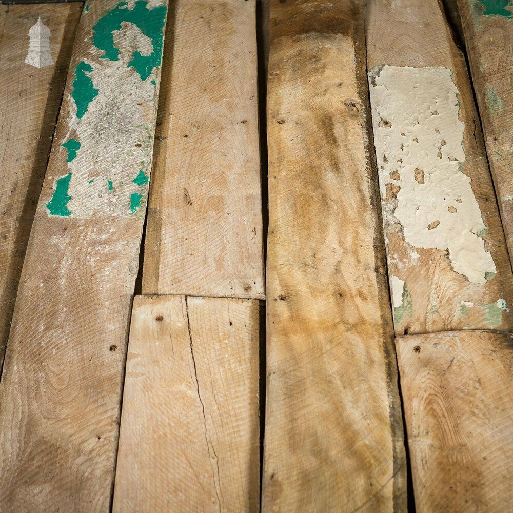 Batch Of 7.5 Square Metres Of Elm Wall Boards With Distressed Lath And Plaster Markings photo furniture