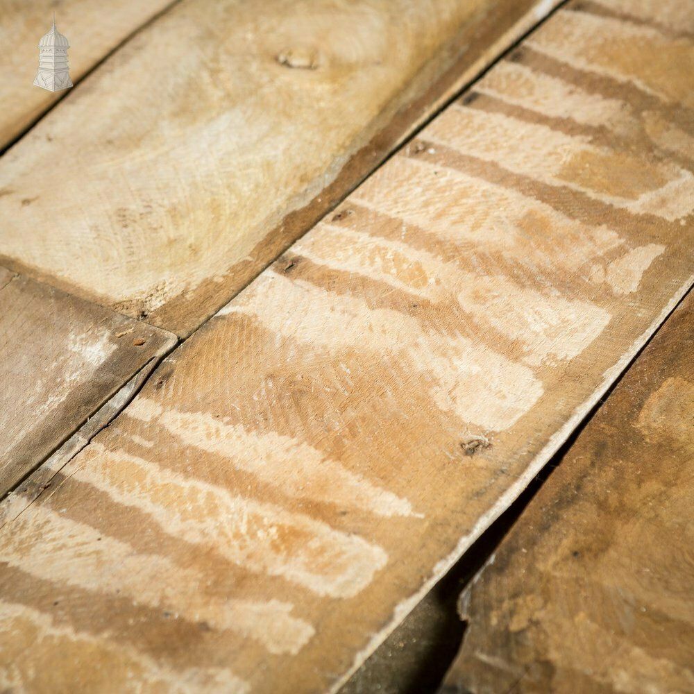 Batch Of 7.5 Square Metres Of Elm Wall Boards With Distressed Lath And Plaster Markings photo 3360.0