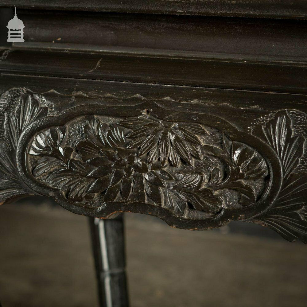 Dark Finish Anglo Indian Jardinière Stand With Leather Top photo Home Decor