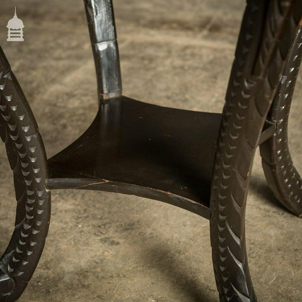 Home Decor Dark Finish Anglo Indian Jardinière Stand With Leather Top photo