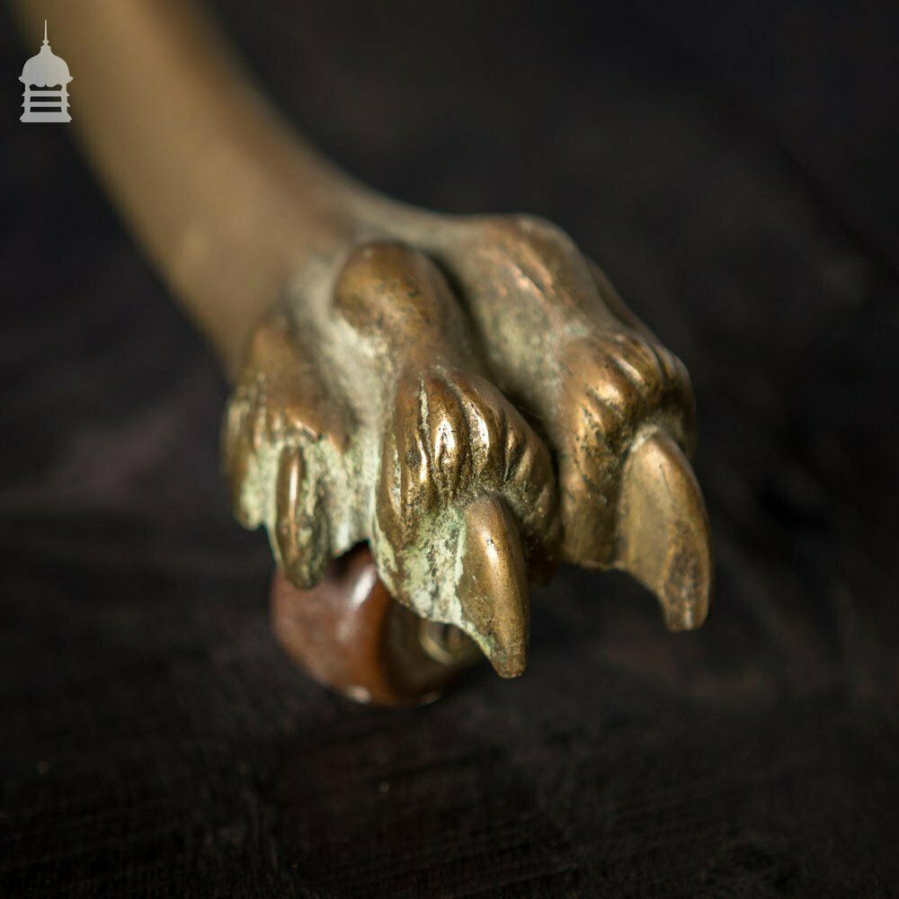 19th C Brass And Oak Swivel Sheet Music Or Record Rack With Claw Feet, Ceramic Castor’s And Treble Clef Design photo vinterior