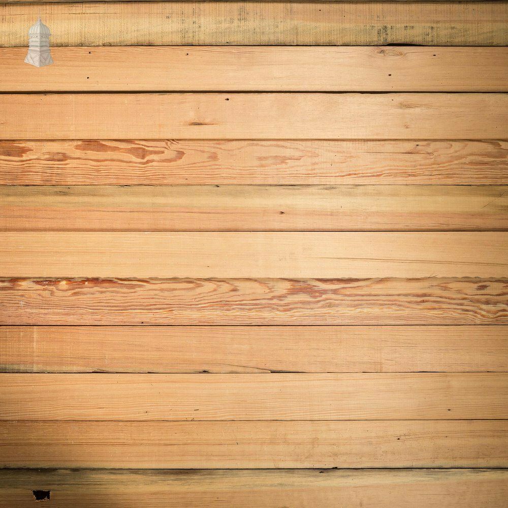 3420.0 Batch Of 13.5 Square Metres Of Mixed Width Planed Pitch Pine Wall Cladding Floorboards photo