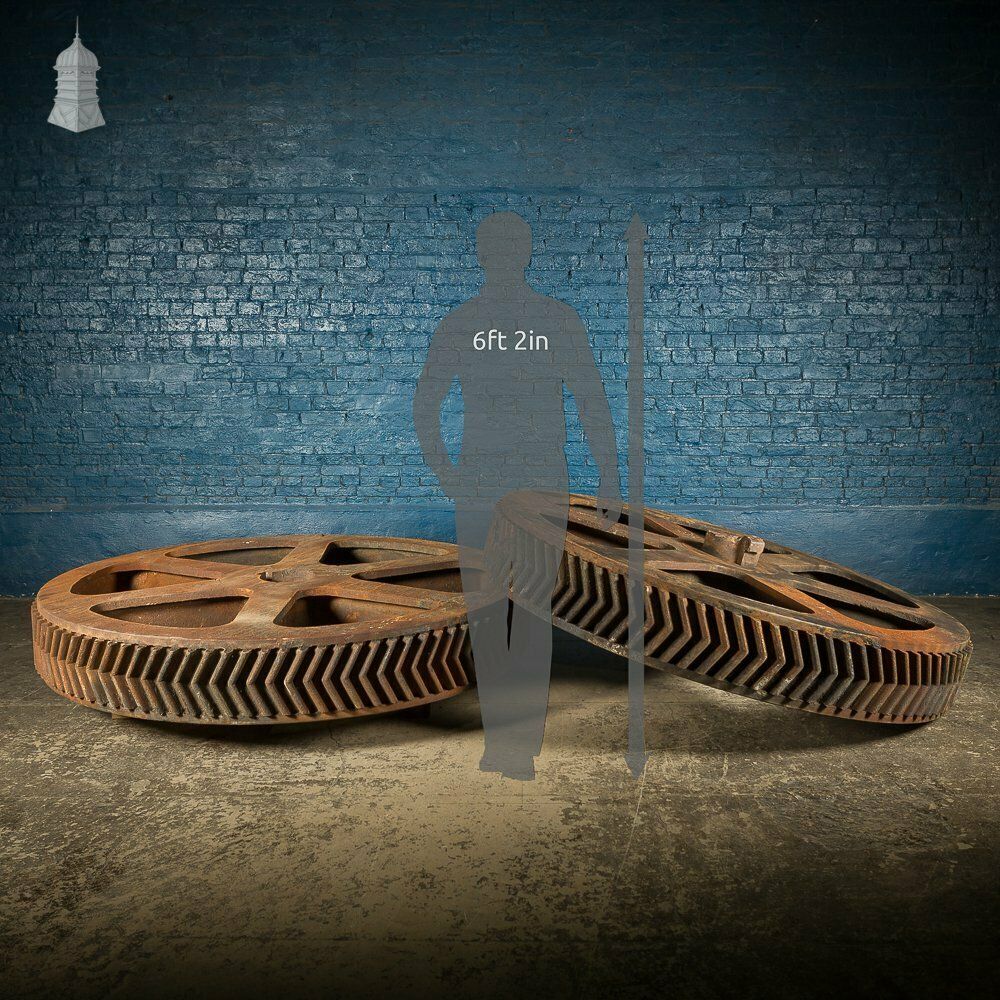 4800.0 Pair Of Huge Cast Iron Cog Gears – 2 Metres In Diameter photo