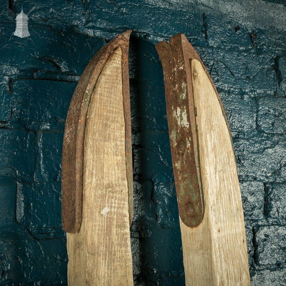 Pair Of Long Hardwood Pry Bars With Metal Ends photo for sale