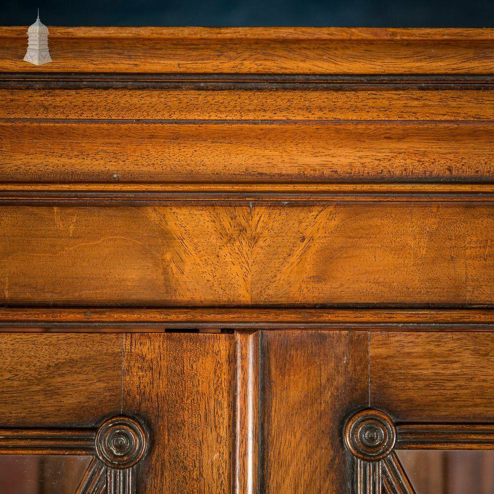 Circa 1890 Small Scale Glazed Bookcase By Bartholomew & Fletcher With Diamond Banded Glass & Reeded Detail photo 2940.0