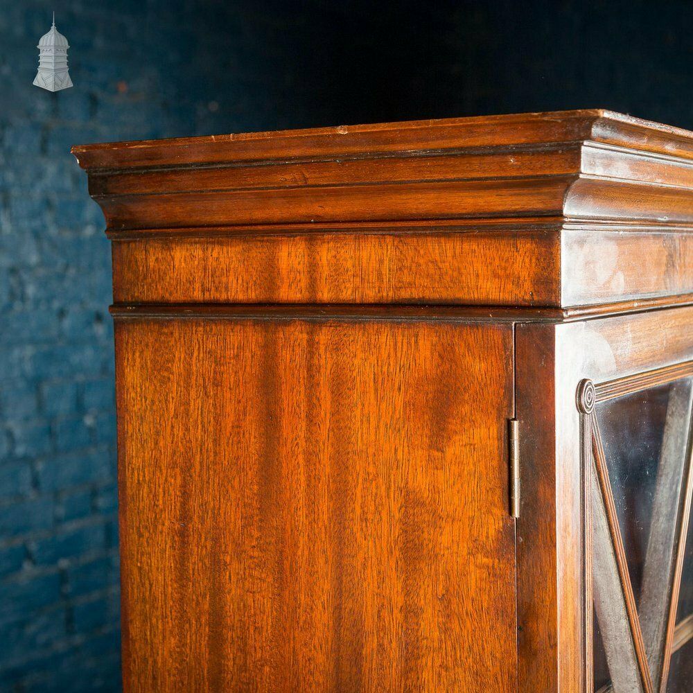 Furniture Circa 1890 Small Scale Glazed Bookcase By Bartholomew & Fletcher With Diamond Banded Glass & Reeded Detail photo
