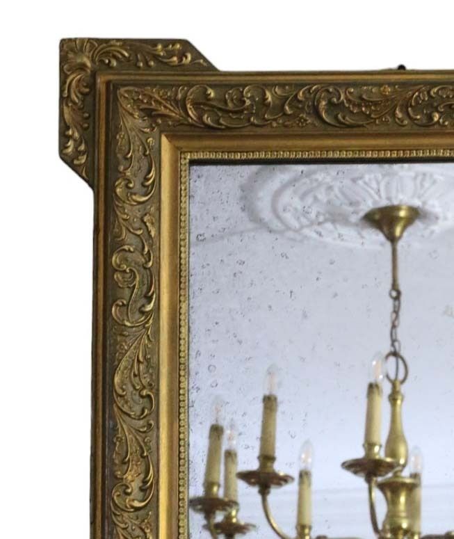 Antique C1900 Large Fine Quality Gilt Overmantle Wall Mirror photo furniture