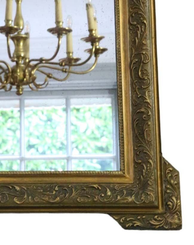 Antique C1900 Large Fine Quality Gilt Overmantle Wall Mirror photo Home Decor