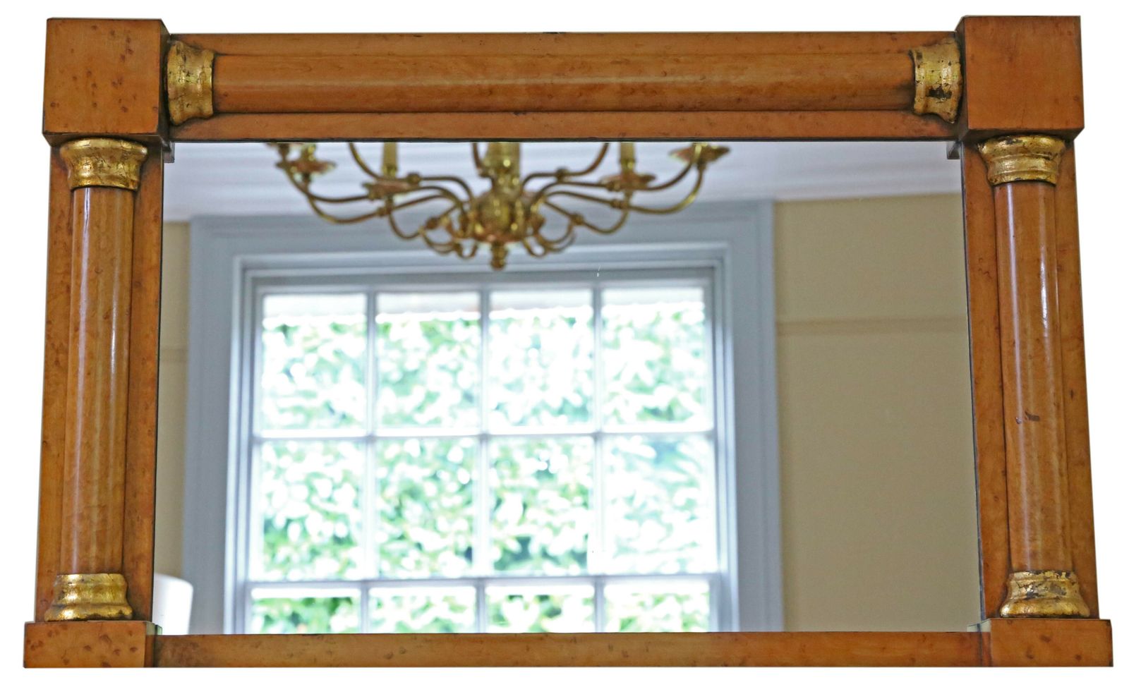 Antique Birds Eye Maple Overmantle Wall Mirror 19th Century Fine Quality