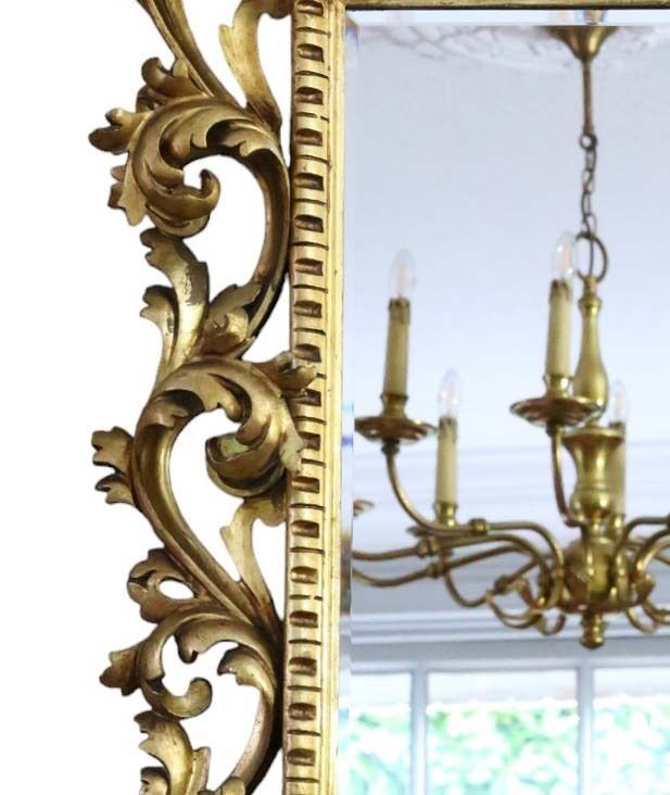 Antique Large Gilt Overmantle Wall Mirror 19th Century Fine Quality Florentine Style photo Home Decor