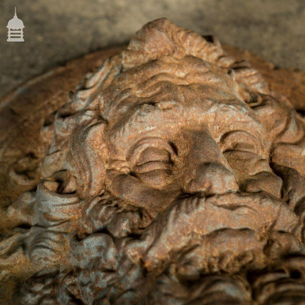 Pair Of Round Cast Iron Greek God Mythical Figure Relief photo 1020.0