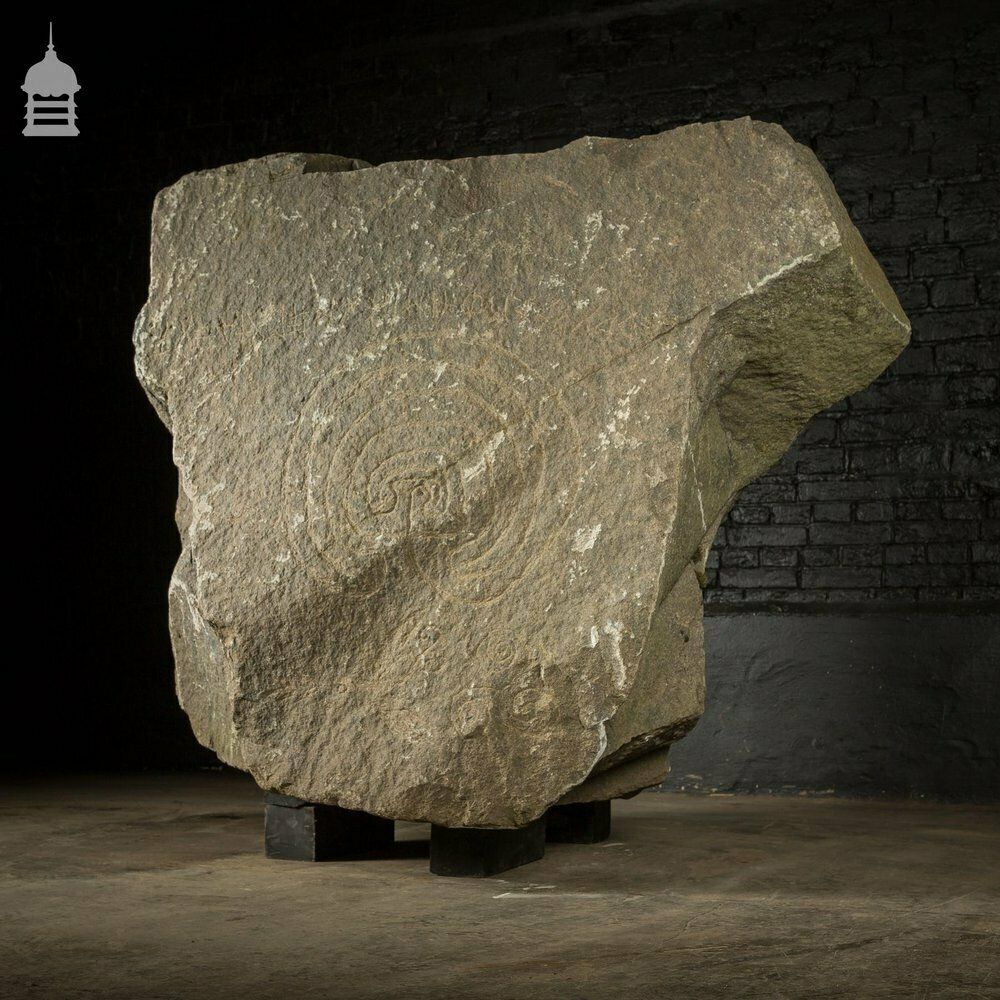 photo vintage Large 2 Ton Granite Neolithic Carving Standing Stone Boulder