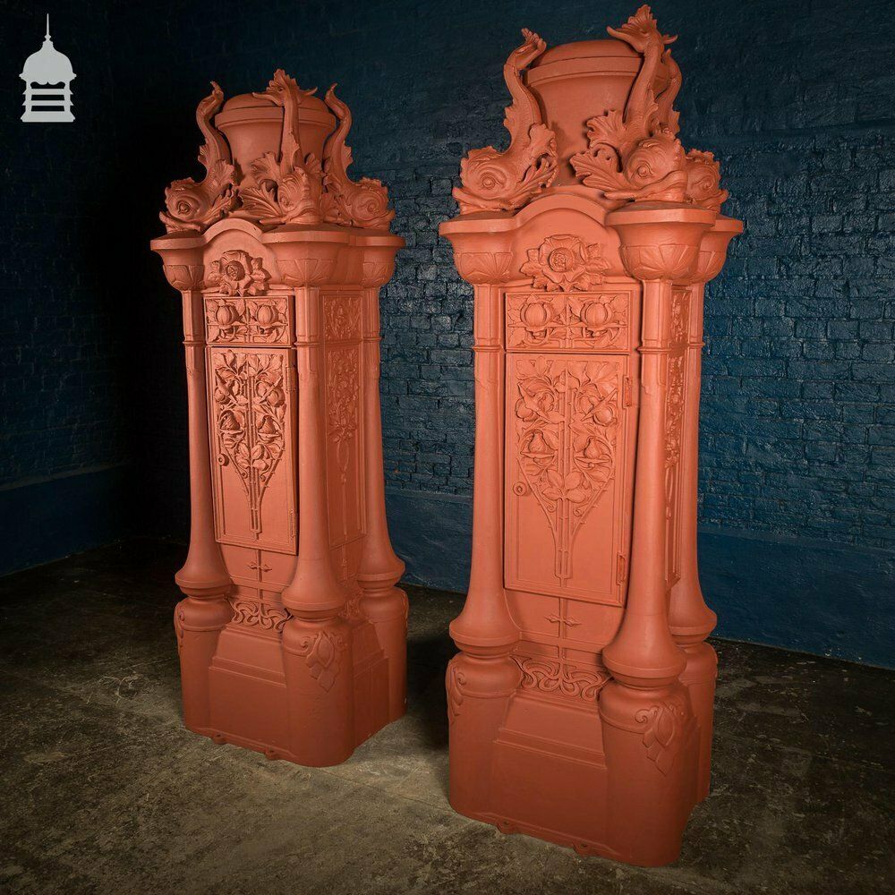 photo buy Pair Of Cast Iron London County Council Embankment Lamppost Bases Finished In Red Oxide Primer