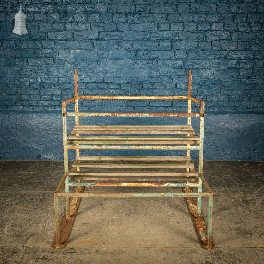 Metal Industrial Shelving With Wooden Slats photo for sale
