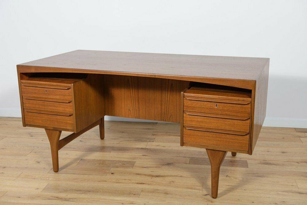Mid Century Freestanding Teak Desk By Valdemar Mortensen, 1960s