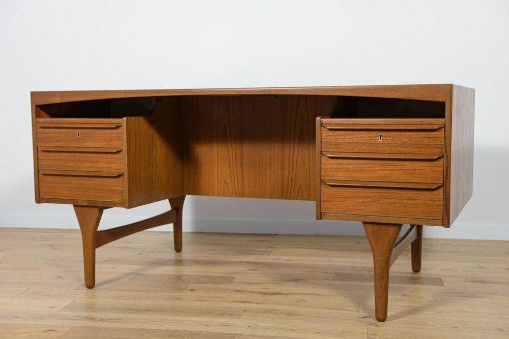 Mid Century Freestanding Teak Desk By Valdemar Mortensen, 1960s photo furniture