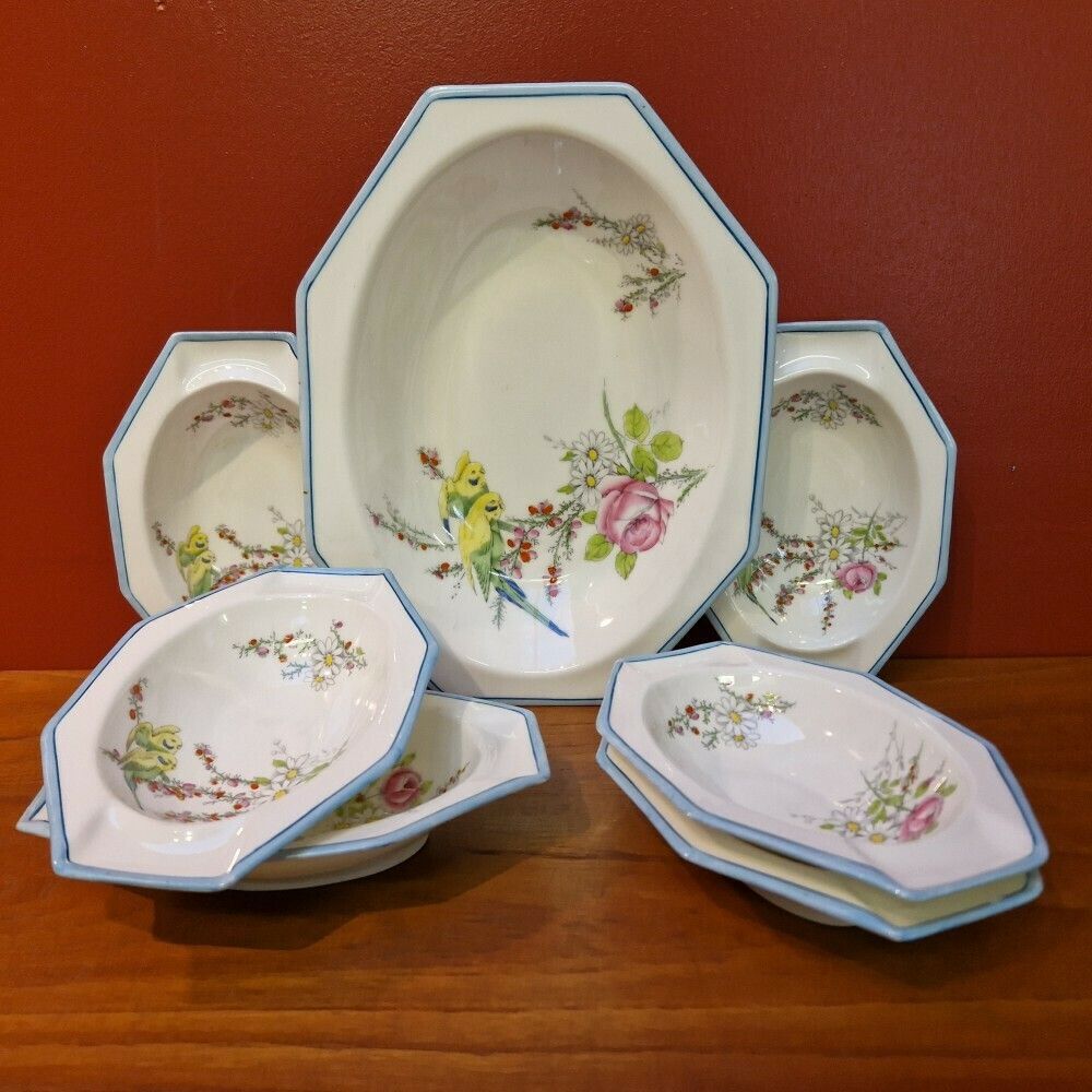 1930s Royal Paragon Princess Margaret Lovebirds Bowls