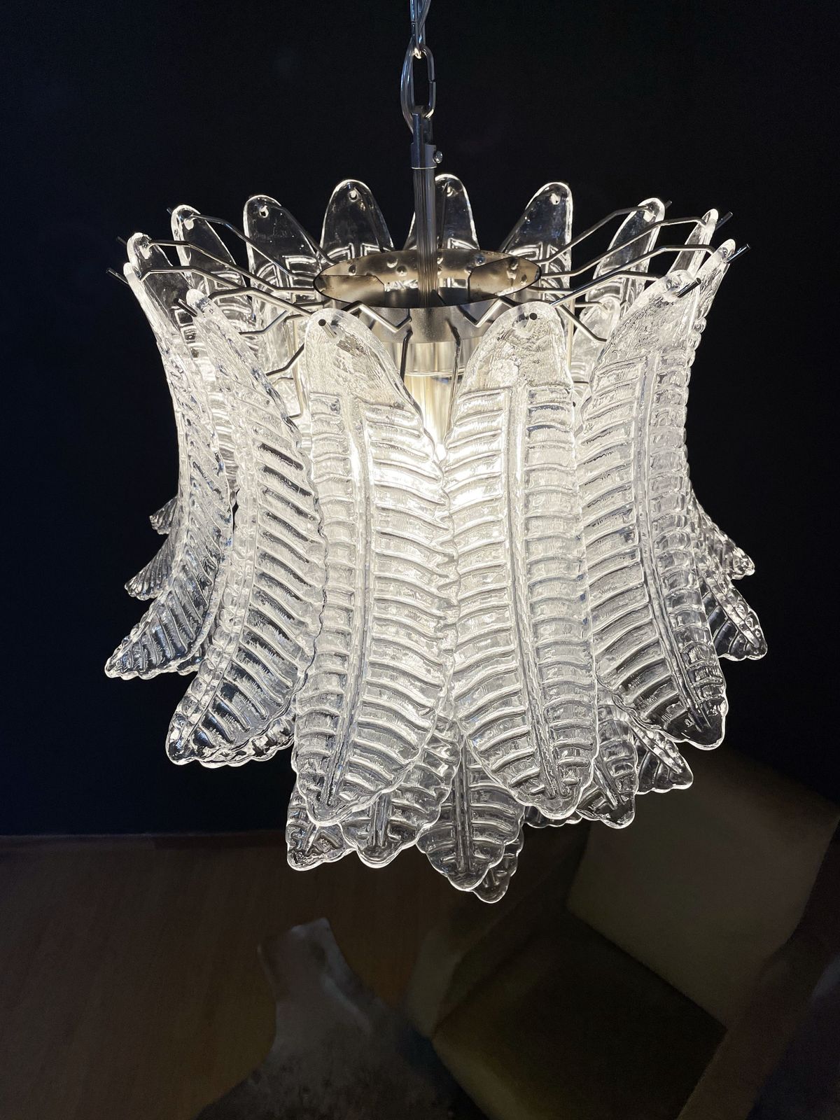 Huge Italian Murano Six Tier Felci Glass Chandelier 41 Glasses photo buy