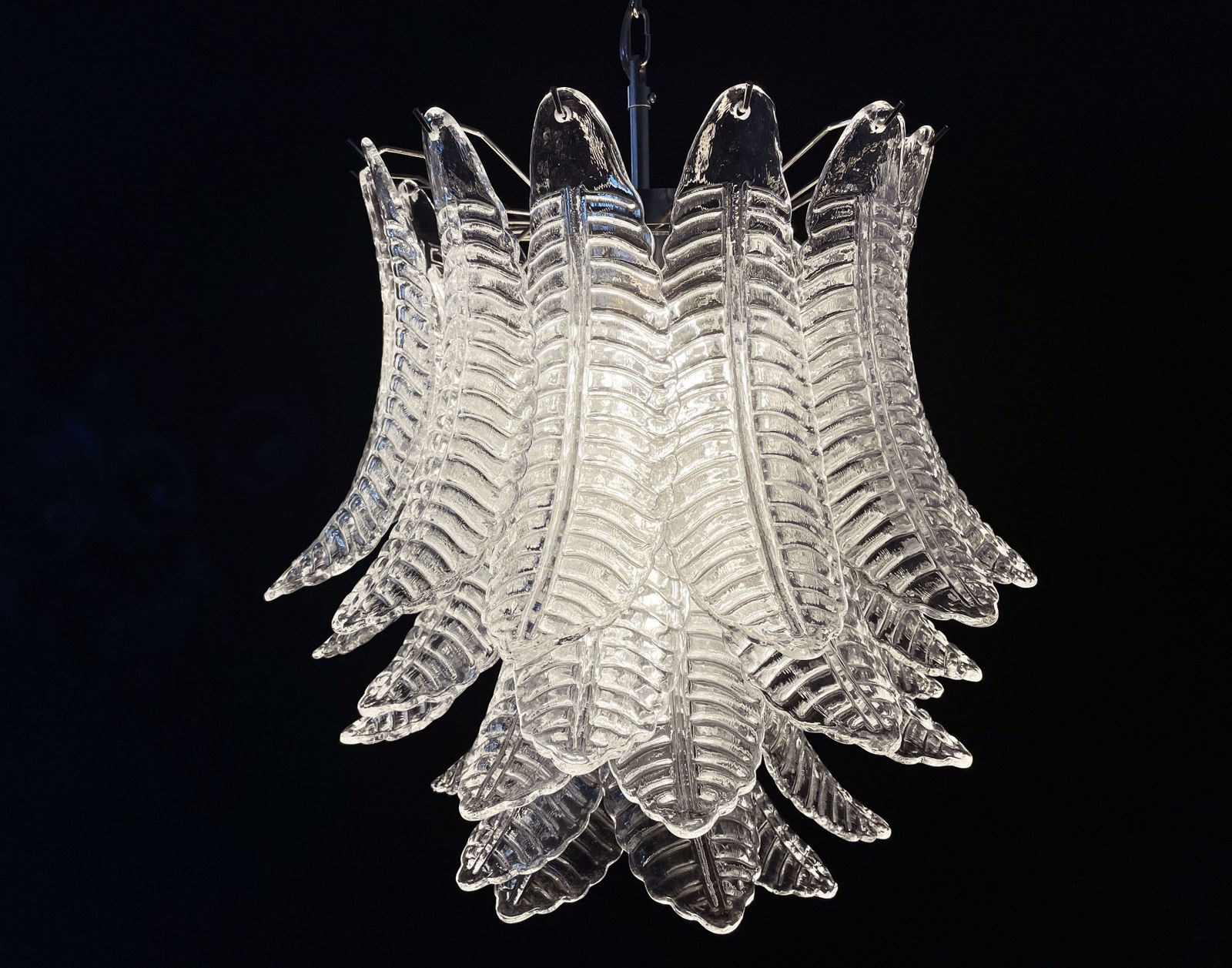 Huge Italian Murano Six Tier Felci Glass Chandelier 41 Glasses