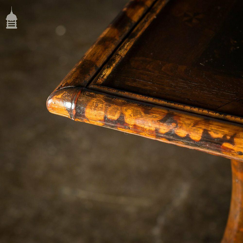 Rare Victorian Swan Leg Bamboo Table With Inlaid Marquetry Top photo Furniture