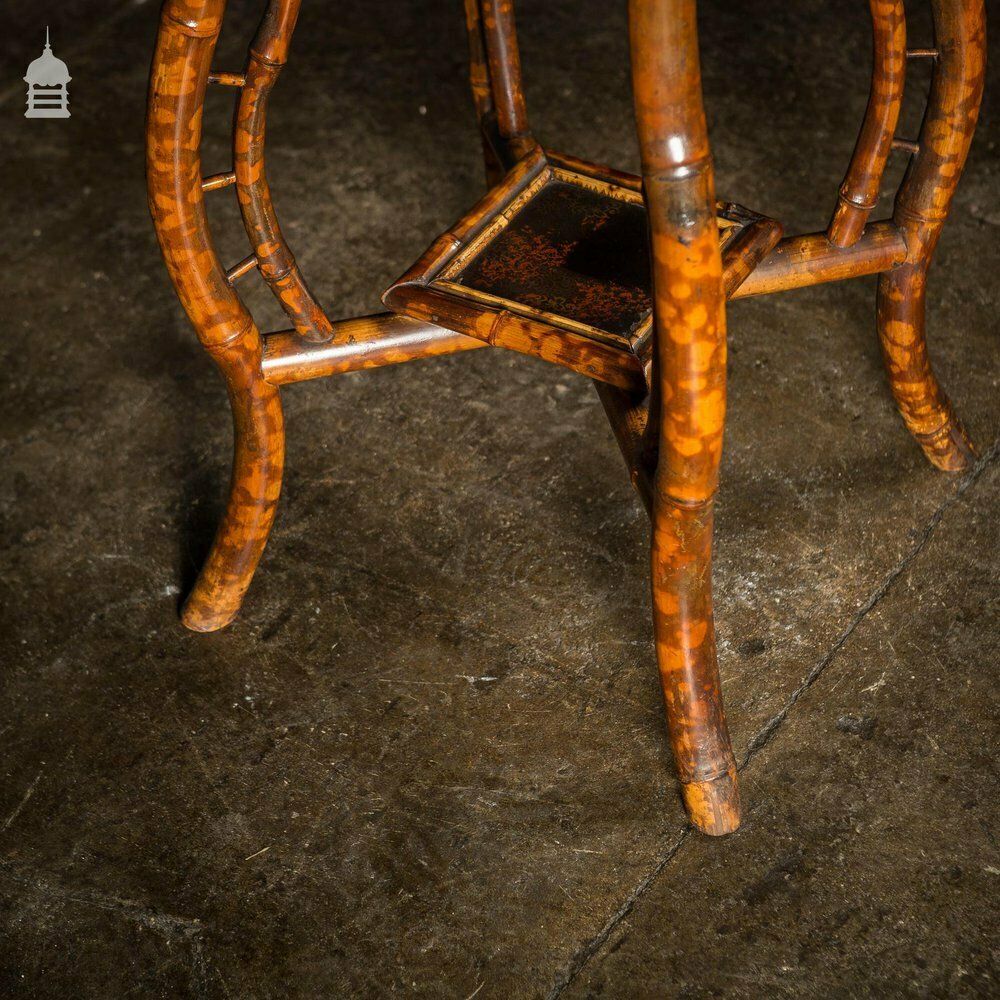 Rare Victorian Swan Leg Bamboo Table With Inlaid Marquetry Top photo buy