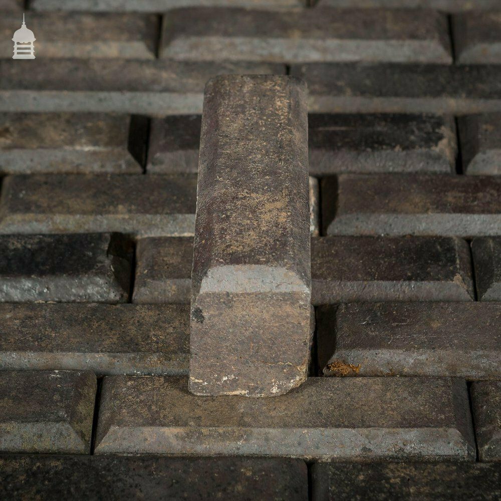Batch Of 580 Narrow Victorian Staffordshire Blue Clinker Pavers   4 ½ Square Metres photo vintage