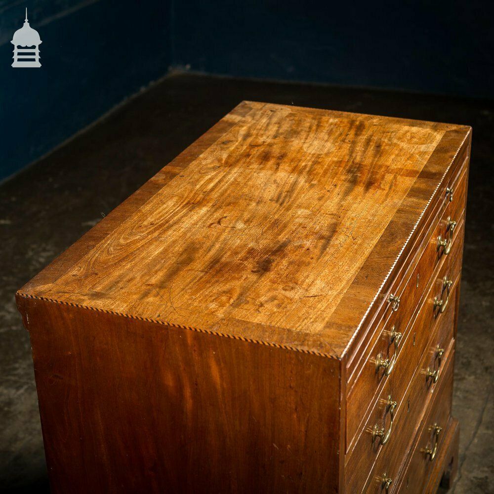 Small George III Chest Of Drawers Beautifully Proportioned In Mahogany With Cross Banding On Top Rim And Bracket Feet. C.1800 photo buy