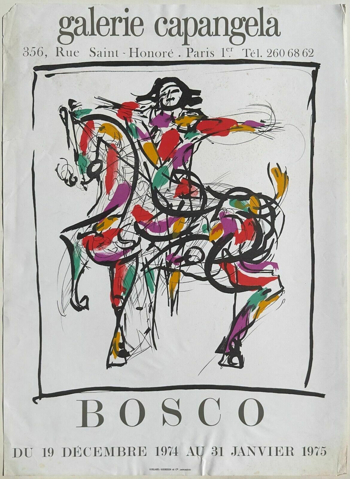 Pierre Bosco   Lithographic Art Poster Paris Capangela Expo Litho Poster 1975