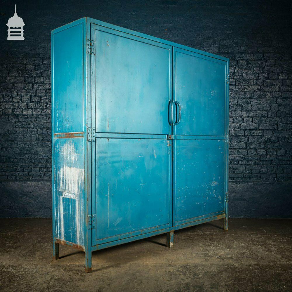 Large Blue Painted Metal Industrial Drying Cabinet Cupboard photo 1080.0