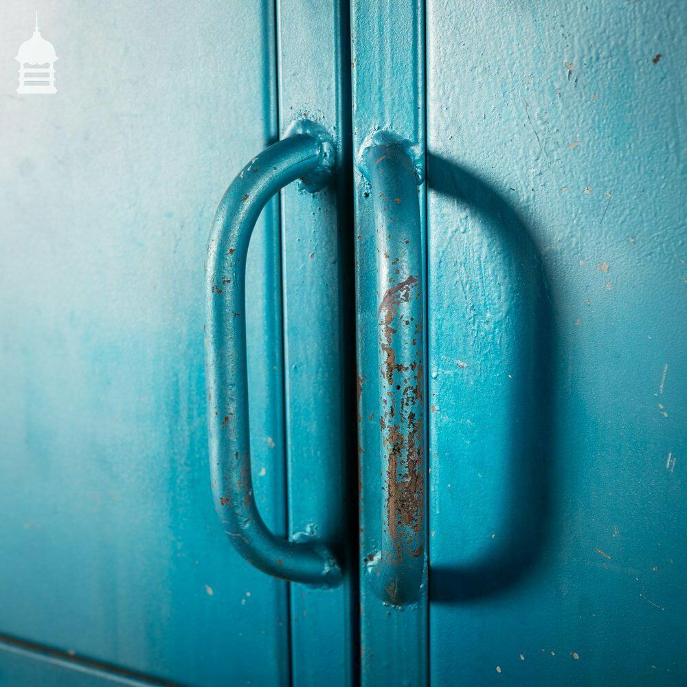 photo buy Large Blue Painted Metal Industrial Drying Cabinet Cupboard