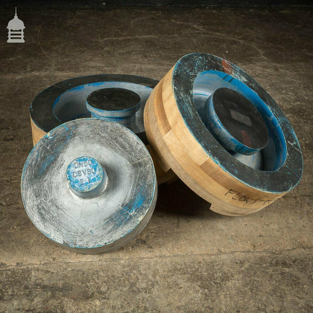 Set Of 3 Blue Silver And Black Industrial Factory Foundry Moulds photo furniture
