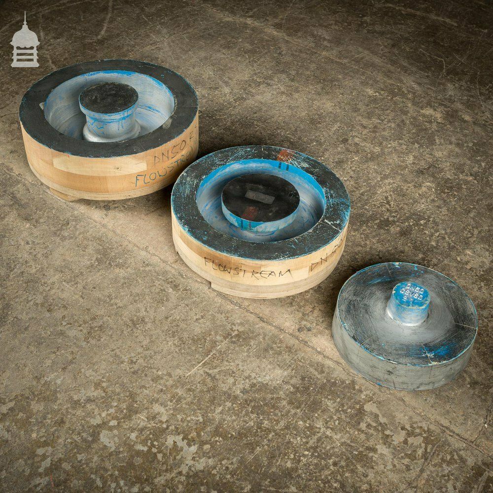 Set Of 3 Blue Silver And Black Industrial Factory Foundry Moulds photo buy