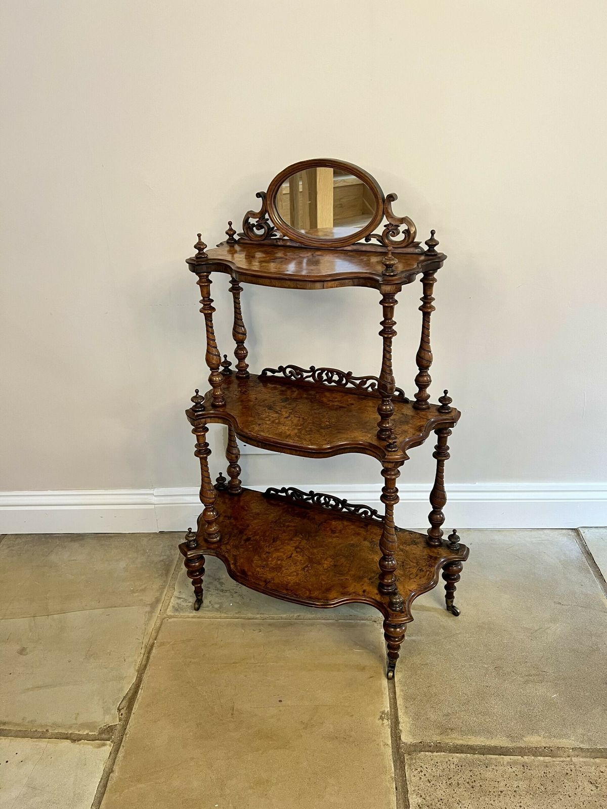 Wonderful Victorian Quality Burr Walnut Whatnot photo buy