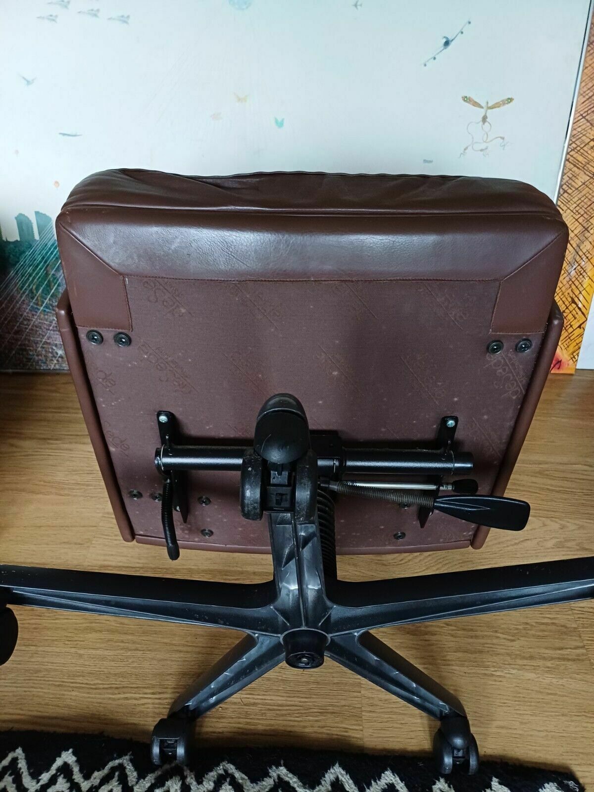photo vinterior Mid Century Leather Desk Swivel Armchair By De Sede Swiss Vintage
