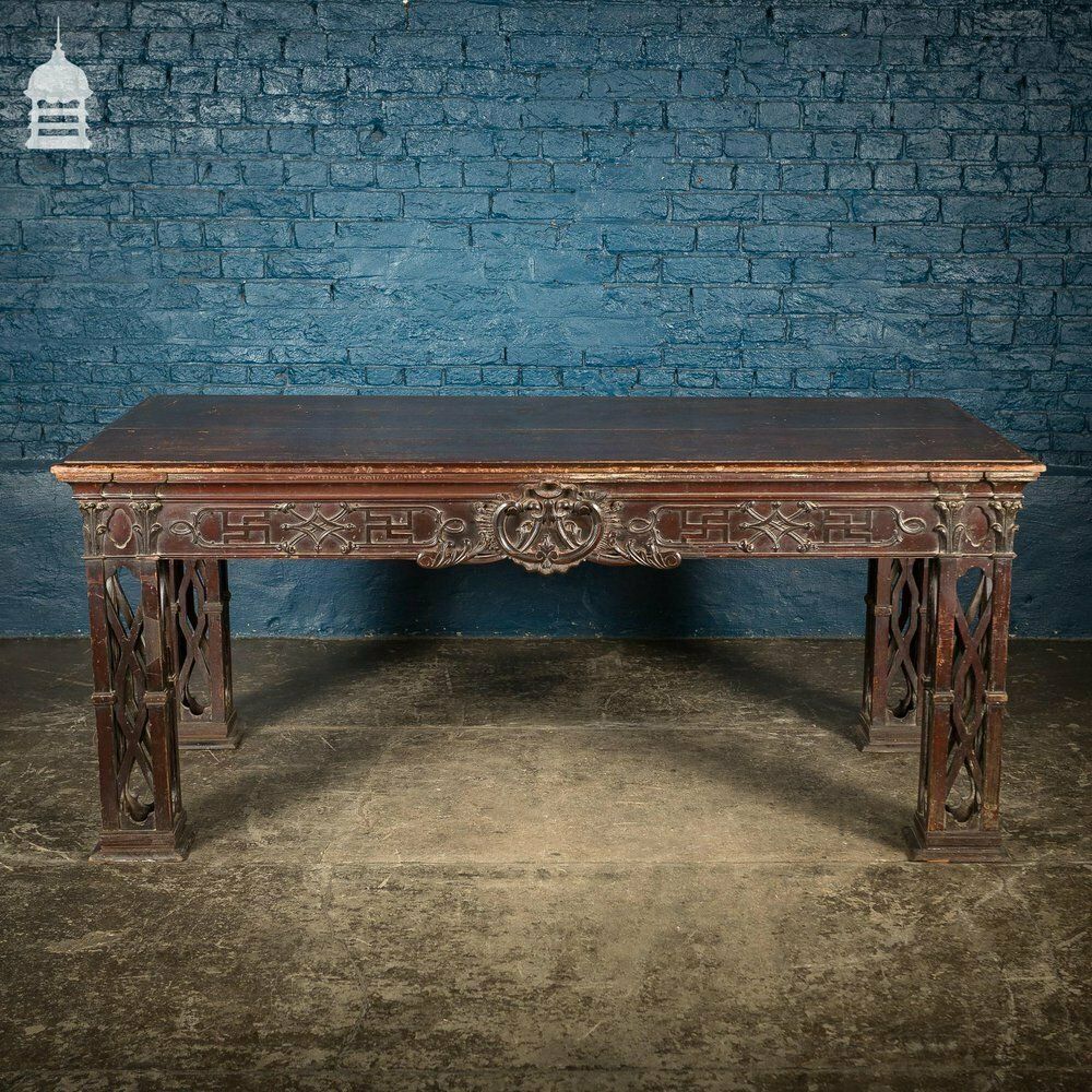 Furniture Circa 1900 Chippendale Revival Hardwood Sideboard Table From The Baroda Residency In India photo