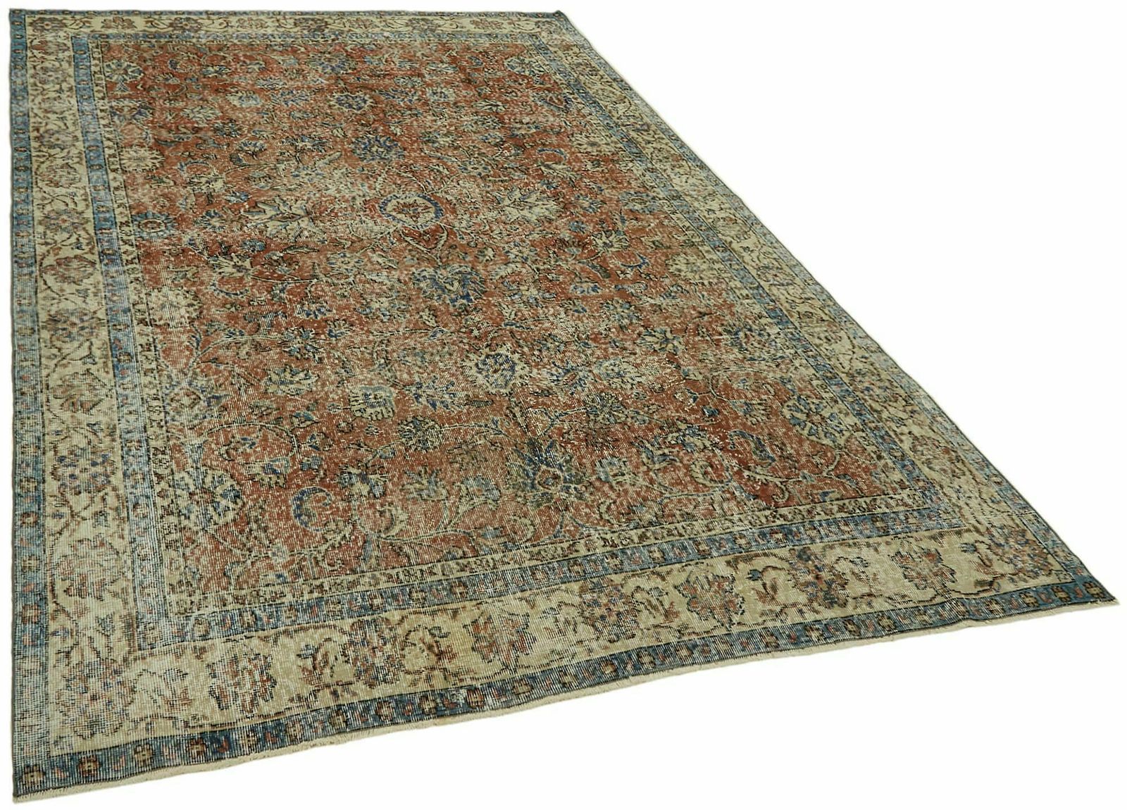 Handmade Anatolian Beige Turkish Vintage Area Rug 206 Cm X 305 Cm photo furniture