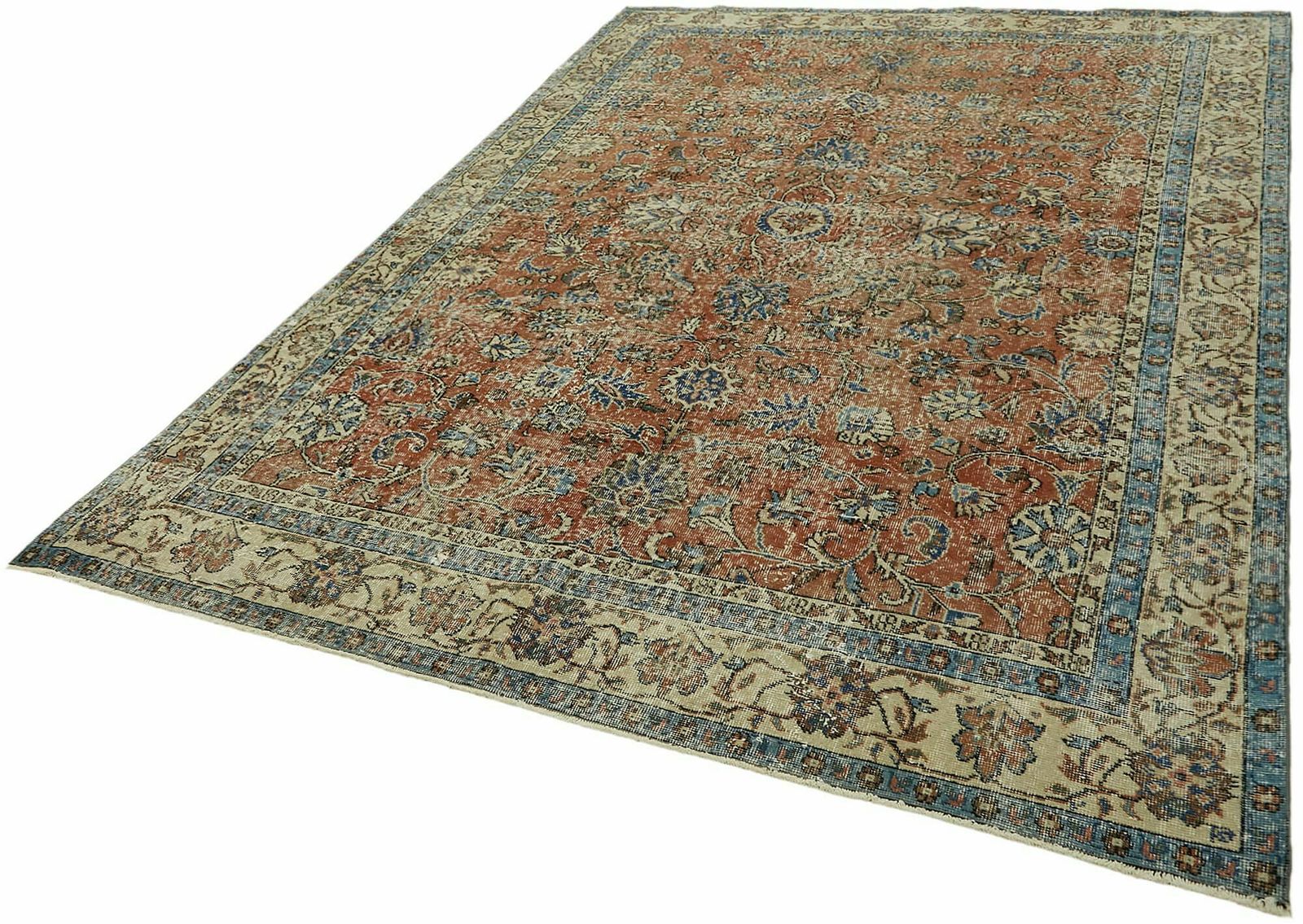 Handmade Anatolian Beige Turkish Vintage Area Rug 206 Cm X 305 Cm photo for sale