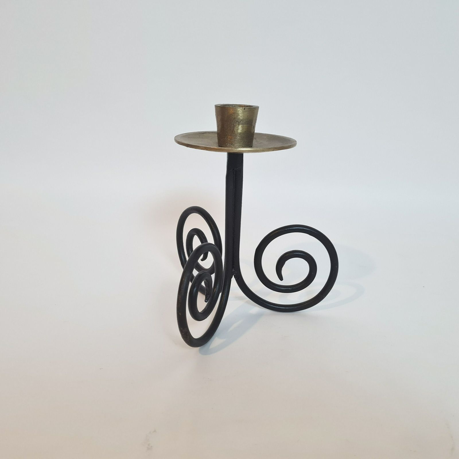 Vintage Mid Century Modern Candle Holder Wrought Iron With Brass 60s Gallo Design Villeroy & Boch