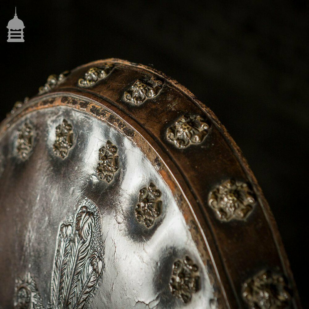 photo vintage 19th C Spanish Studded Throne Chair With Embossed Leather