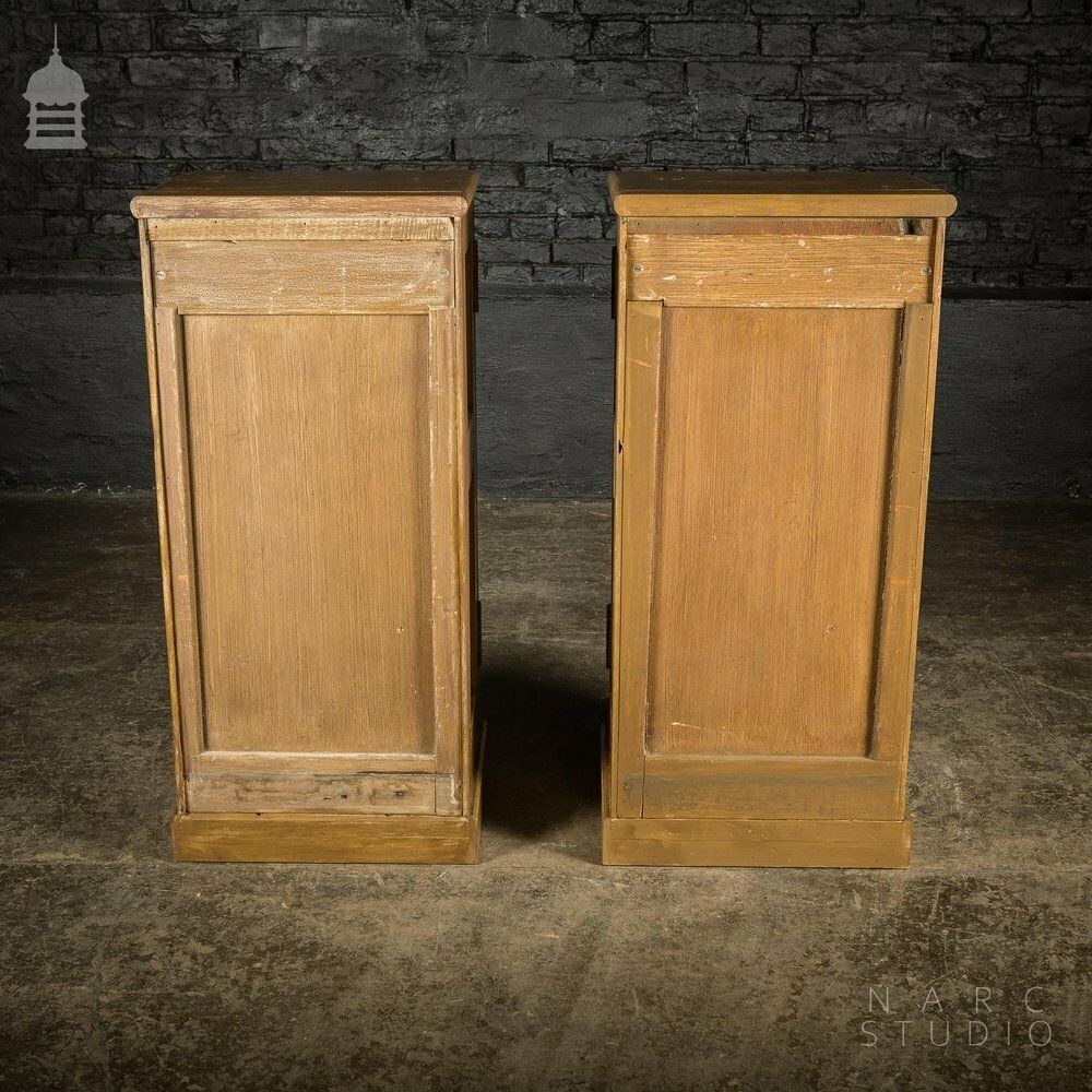 photo vinterior Pair Of Narc Studio Scumble Glazed ‘Ebenezer Bedside Cabinets’ Built From Pew Components Dated 1868
