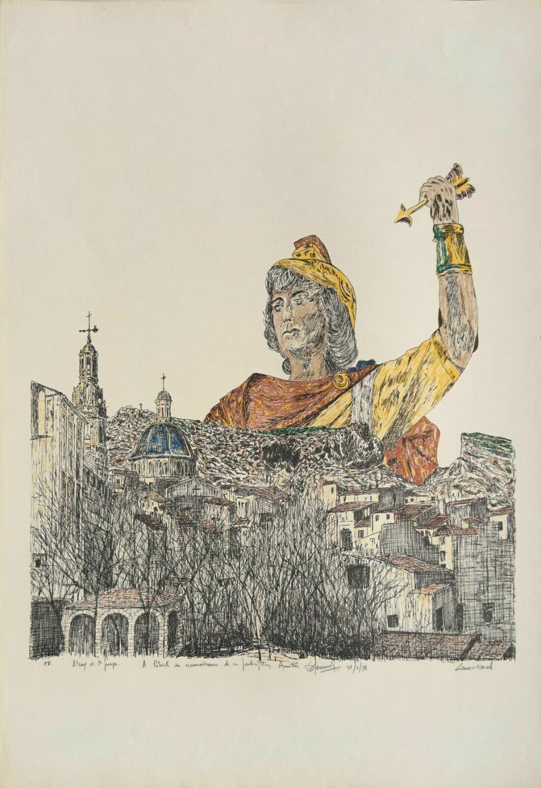 Saint Georges   Original Lithograph Signed Gourdon 1990 French View