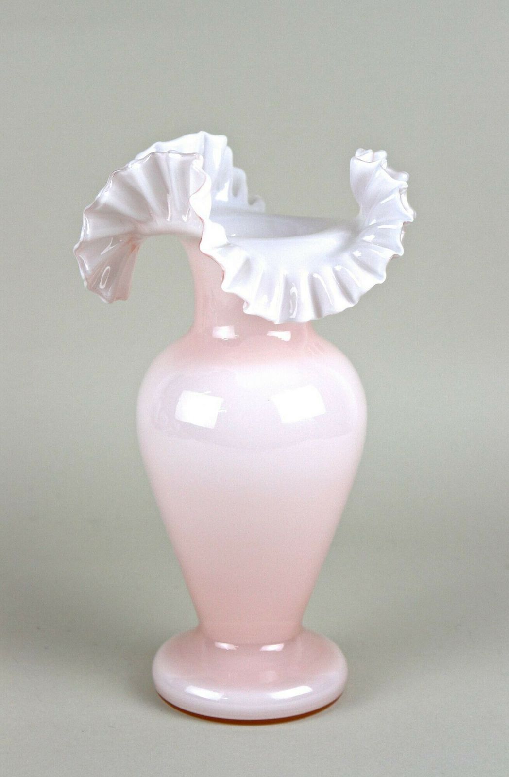 20th Century Art Nouveau Pink Frilly Edged Glass Vase, Austria Circa 1900 photo for sale