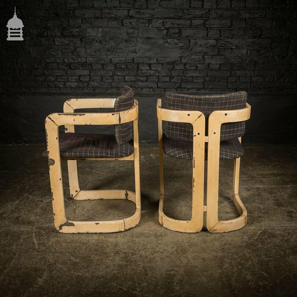 Furniture Pair Of Retro Painted 1960’s Teak Office Chairs photo