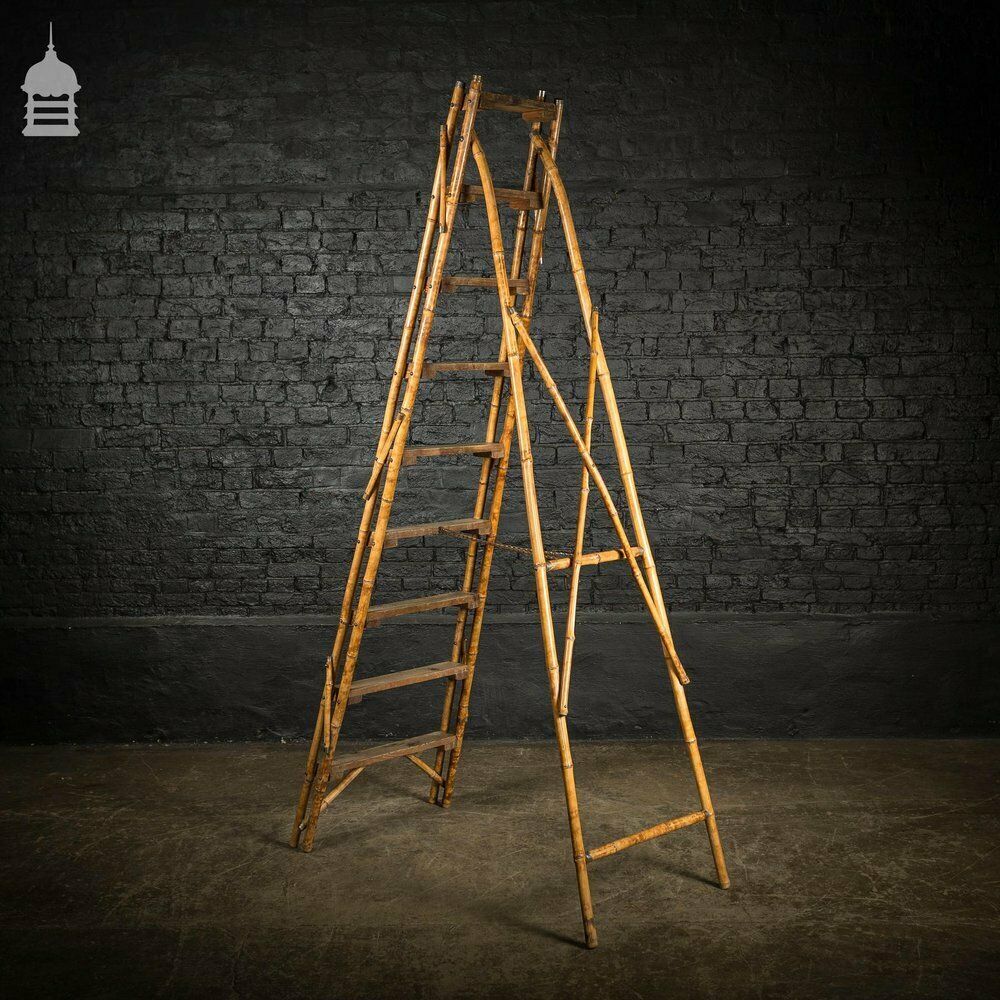 photo furniture 19th C Folding Bamboo And Pine A Steps Ladder